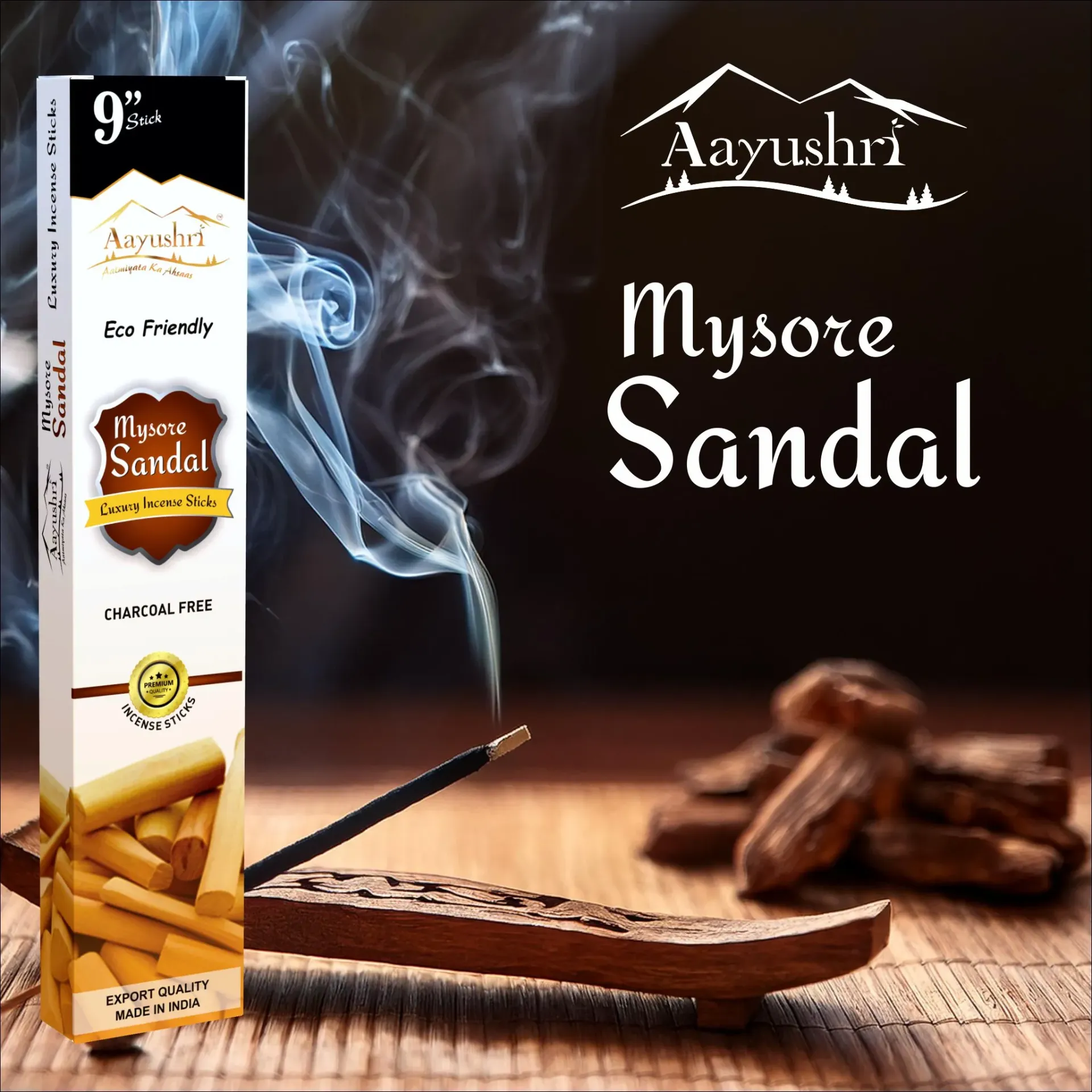 Eco Friendly: Mysore Sandal (Charcoal Free Agarbatti)